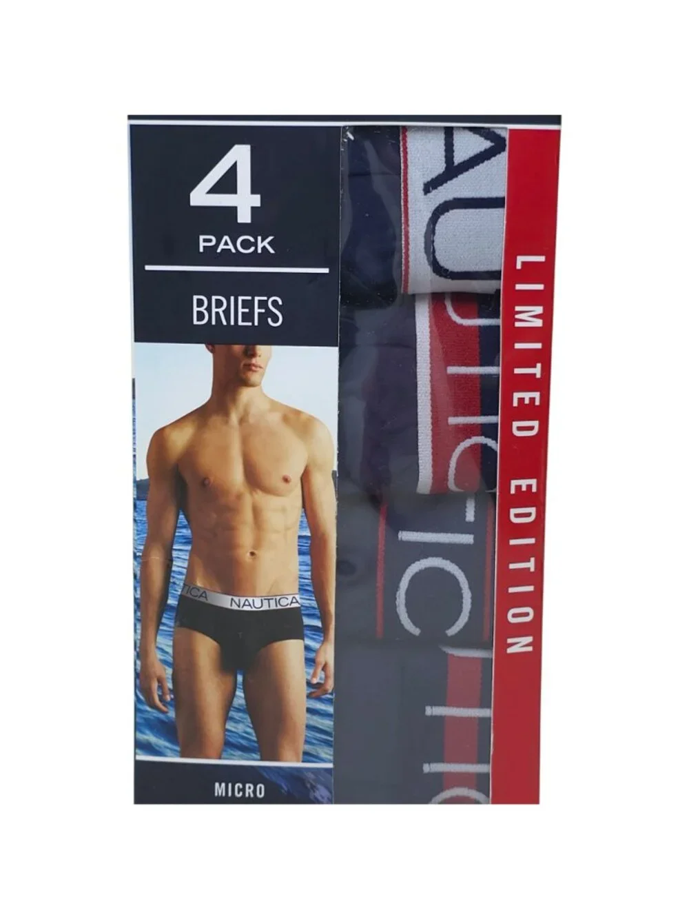 Nautica Mens 4-Pack Micro Briefs XL Moisture-Wicking Tagless Contour Pouch Navy